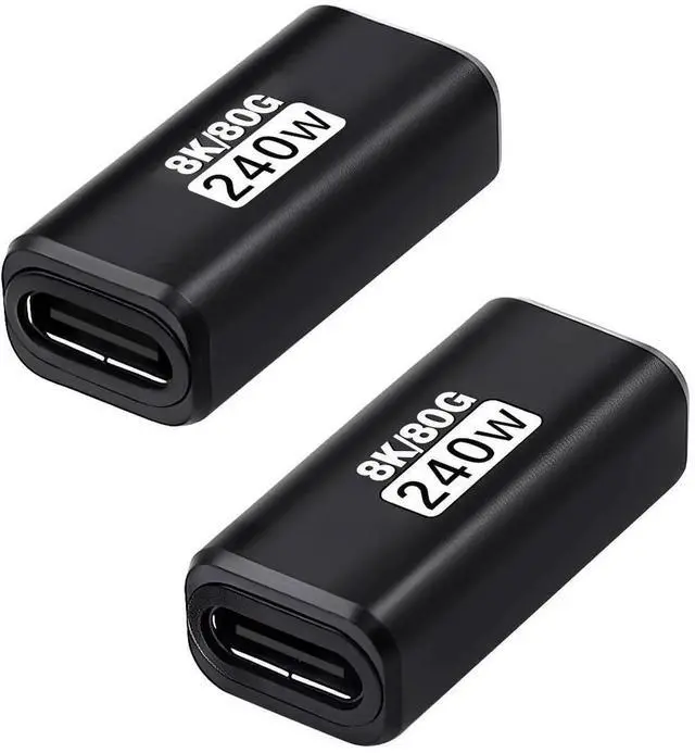 Main image of 80Gbps USB C Female to Female Adapter (240W Fast Charging and 8K@60Hz Video) USB C Coupler Bidirectional Converter for iPad, MacBook,Thunderbolt 5/4 and Type-C Devices (2Pack)