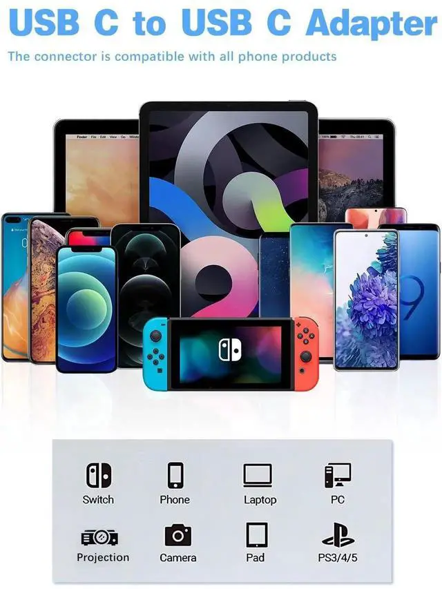 Alt view image 7 of 7 - 80Gbps USB C Female to Female Adapter (240W Fast Charging and 8K@60Hz Video) USB C Coupler Bidirectional Converter for iPad, MacBook,Thunderbolt 5/4 and Type-C Devices (2Pack)