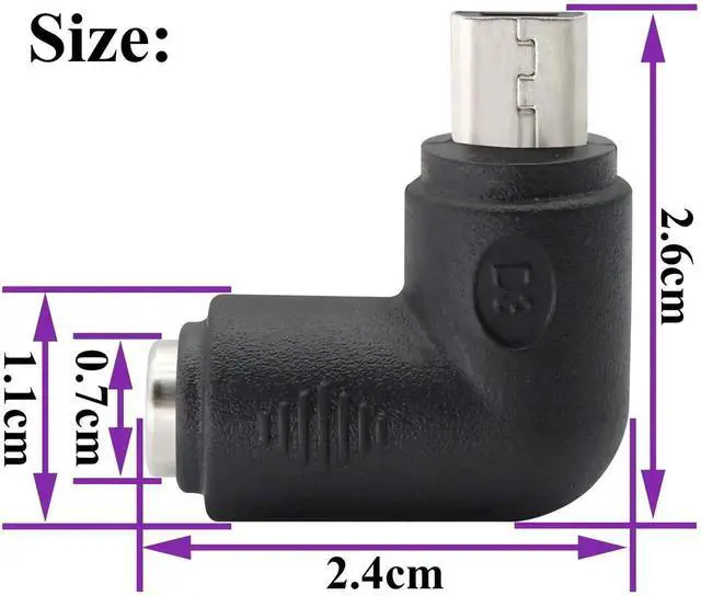 Alt view image 2 of 7 - 90 Degree Micro DC Power Adapter 90 Degree DC5.5x2.1mm to Micro USB 5V DC Power Supply Charging Connector for Cellphone, Tablet,MP3 and Micro USB Device.(2Pack/Micro)