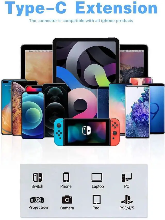 Alt view image 7 of 7 - 80G USB C Extender Adapter, USB C Male to Female Adapter Connector 240W PD & 8K Video Compatible with Thunderbolt 5 Cable for Steam Deck, ROG Ally, Switch, Notebook, PC, Tablet, Phone 2 Pack