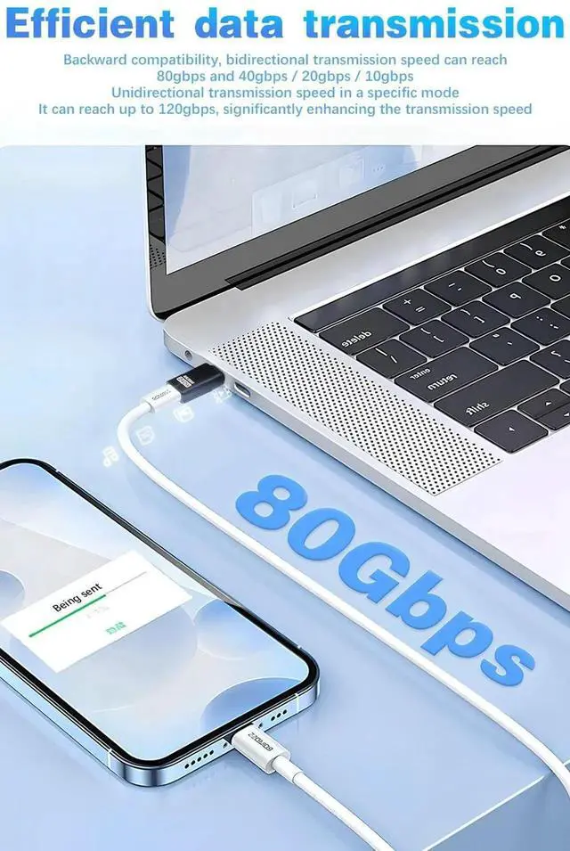 Alt view image 2 of 7 - 80G USB C Extender Adapter, USB C Male to Female Adapter Connector 240W PD & 8K Video Compatible with Thunderbolt 5 Cable for Steam Deck, ROG Ally, Switch, Notebook, PC, Tablet, Phone 2 Pack