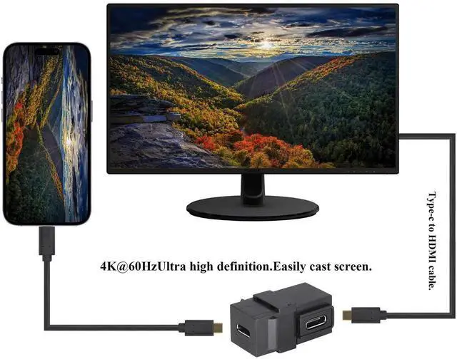 Alt view image 2 of 7 - 90 Degree USB C 3.1 Keystone Insert Jack Connector Right Angled USB 3.1 Type-C Female to Female Keystone Insert Socket Adapter Coupler for Wall Plate Outlet Panel (90 Degree/Black/2 Pack)