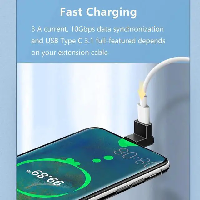 Alt view image 6 of 7 - 90 Degree USB-C Male to Female Adapter,Up&Down Angle USB 3.1 Type C Gen 2 (10Gbps) Connector,Support Charging Data Transmission,for Laptop,Tablet,Mobile Phone-2Pack