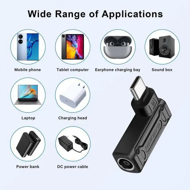 Alt view image 5 of 6 - PD 140W DC4530 to Type C Power Charging Adapter DC 4.5mm x 3.0mm Female(4.5 x 0.6mm) Input to USB C Male Connector with PD Automatic Identification Chip,for Phone,Tablet,Laptop (DC4530 M)