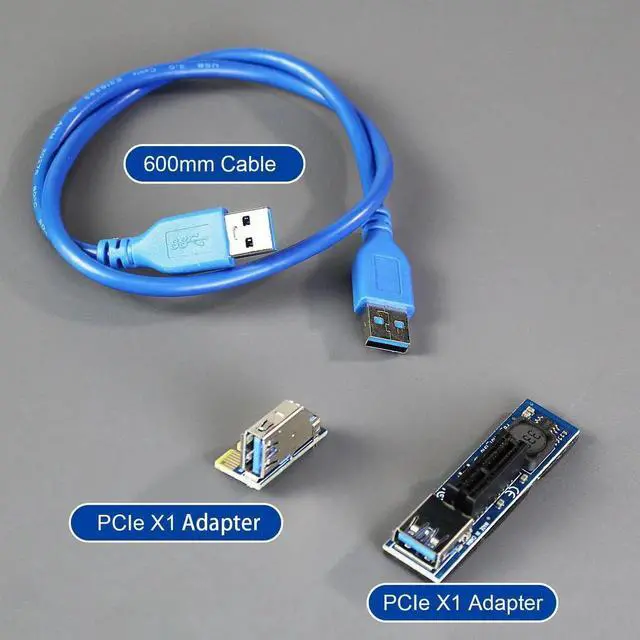 Alt view image 3 of 7 - UEX101 600mm PCIe 3.0 X1 Riser Cable for PCIe WiFi Card, M.2 PCIe Card, Firewire Card, USB PCIe Card, Sound Card, etc