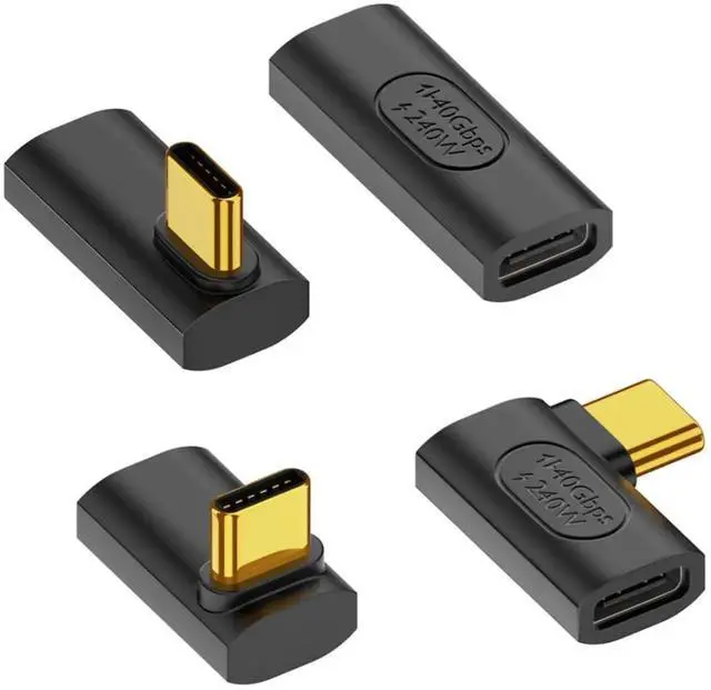 Main image of 90 Degree USB C Adapter, USB C Female to Female Adapter 240W PD, 40Gbps,8K@60Hz Support Thunderbolt 4 Cable for Steam Deck, Laptop, MacBook, iPhone 4 Pack