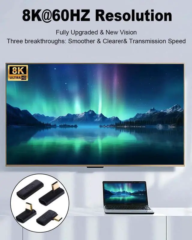 Alt view image 7 of 7 - 90 Degree USB C Adapter, USB C Female to Female Adapter 240W PD, 40Gbps,8K@60Hz Support Thunderbolt 4 Cable for Steam Deck, Laptop, MacBook, iPhone 4 Pack