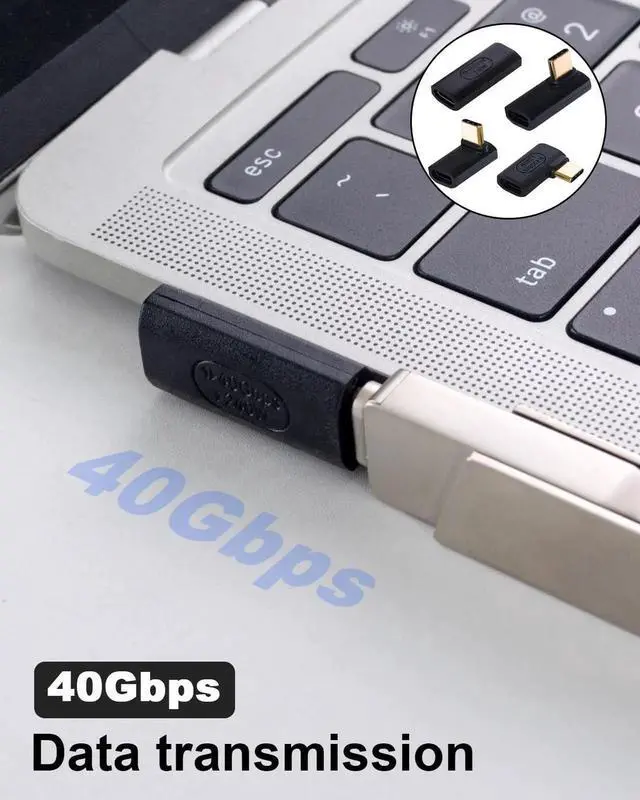 Alt view image 2 of 7 - 90 Degree USB C Adapter, USB C Female to Female Adapter 240W PD, 40Gbps,8K@60Hz Support Thunderbolt 4 Cable for Steam Deck, Laptop, MacBook, iPhone 4 Pack