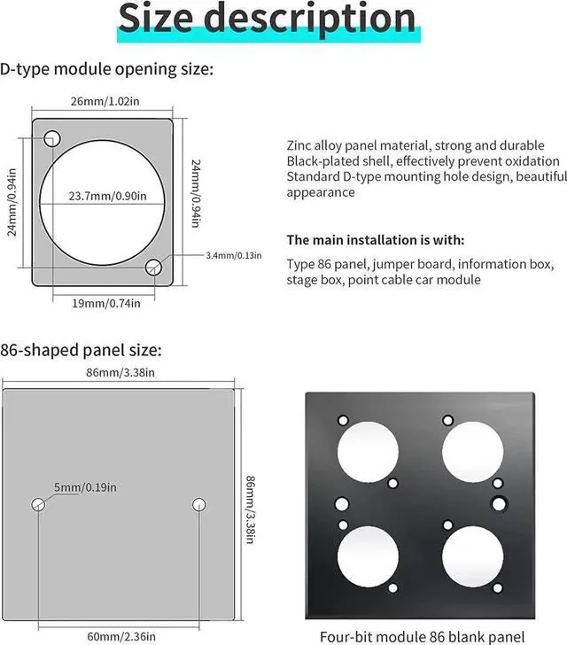 Alt view image 3 of 7 - D Type Panel Mount Adapter Coupler USB Type C 3.1 Female to Female Panel Fixed Pass Through Module Extension Converter Data Transmission for Audio Video Network Equipment