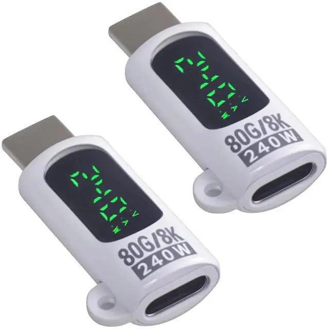 Main image of USB Type C Extension Adapter 80Gbps, 240W USB C Extender Adapter Digital Display, 8K@60Hz Video Thunderbolt 5 Connector for Headphone,Game Controller, iPhone, Docking,OTG, White 2pcs