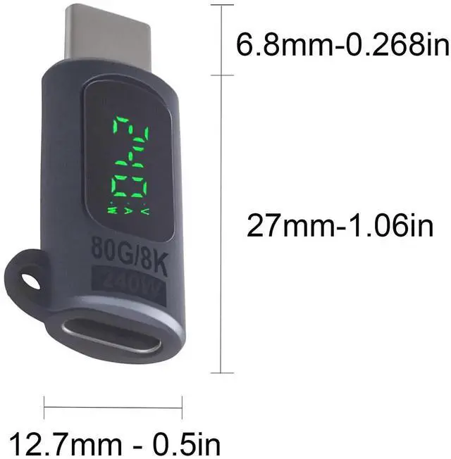 Alt view image 2 of 7 - USB C Extension Adapter 80Gbps, 240W Charging, 8K@60Hz Video, USB C Extender Digital Display Thunderbolt 5 Adapter for Headphone, Hub, Laptops,Game Controller,OTG Phone, Grey 2pcs