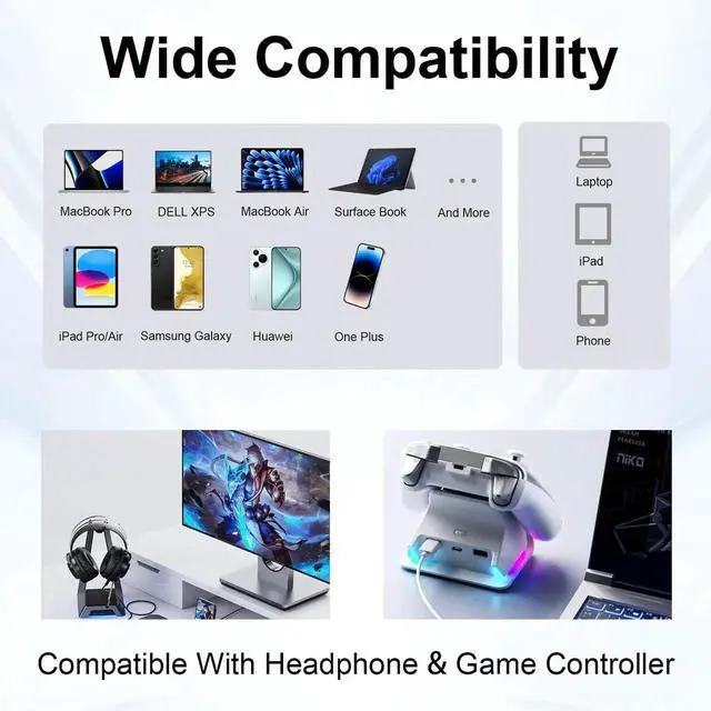 Alt view image 6 of 7 - USB C Extension Adapter 80Gbps, 240W Charging, 8K@60Hz Video, USB C Extender Digital Display Thunderbolt 5 Adapter for Headphone, Hub, Laptops,Game Controller,OTG Phone, Grey 2pcs