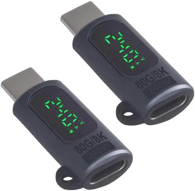 Main image of USB C Extension Adapter 80Gbps, 240W Charging, 8K@60Hz Video, USB C Extender Digital Display Thunderbolt 5 Adapter for Headphone, Hub, Laptops,Game Controller,OTG Phone, Grey 2pcs