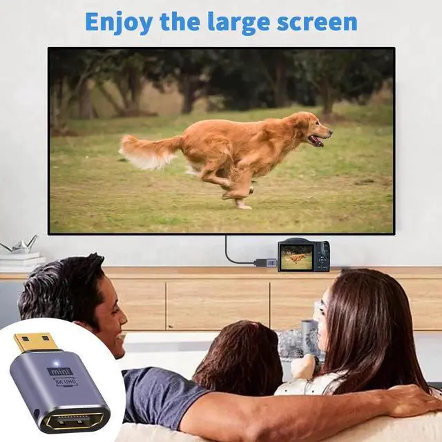 Alt view image 4 of 7 - HDMI to Mini HDMI Adapter, 48Gbps, Supports 8K@60Hz, 4K@120Hz, 3D, ARC, Portable, PVC with LED Indicator Compatible for Camera, Camcorder, DSLR (Male to Female) - 2 Pack