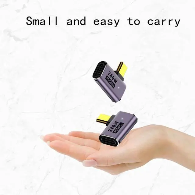 Alt view image 5 of 5 - Right Angle USB C Male to Female Adapter Extender .Type C Coupler with PD 240W 40 Gbps 8K/60hz Video Compatible for Thunderbolt 4/3, MacBook Pro/Air, Laptop, Tablet, Phone