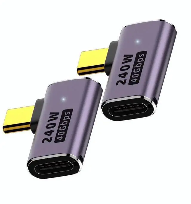 Main image of Right Angle USB C Male to Female Adapter Extender .Type C Coupler with PD 240W 40 Gbps 8K/60hz Video Compatible for Thunderbolt 4/3, MacBook Pro/Air, Laptop, Tablet, Phone