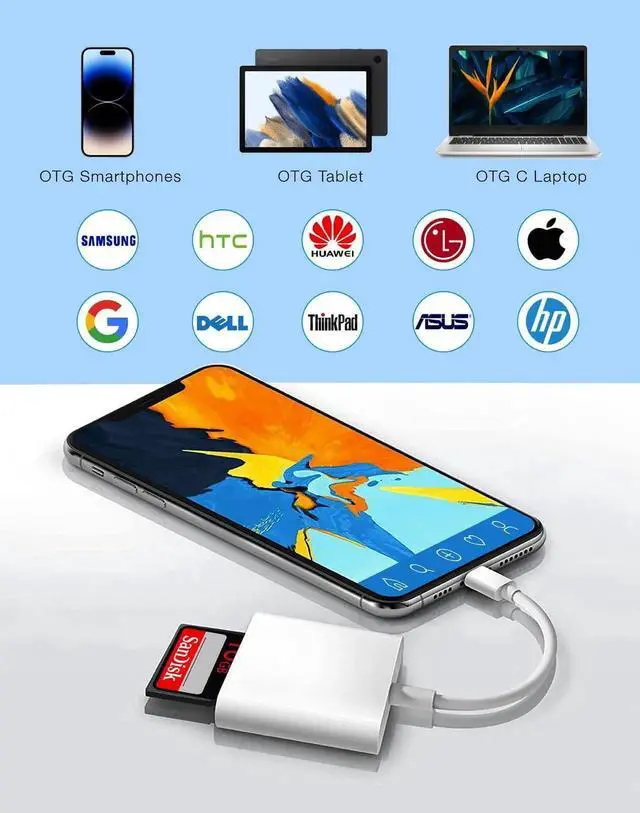 Alt view image 5 of 7 - USB C to SD Card Reader Adapter for iPhone15 and Above, Typc C SD Memroy Card Reader for Mac/iPhone/iPad/Samsung Galaxy S22/21/20/10, Google Pixel, Camera and More