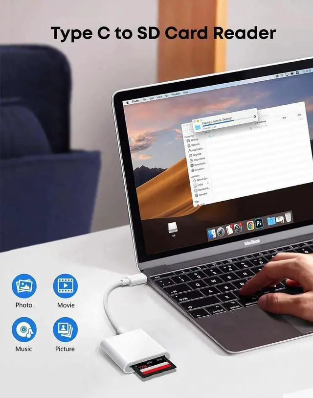 Alt view image 4 of 7 - USB C to SD Card Reader Adapter for iPhone15 and Above, Typc C SD Memroy Card Reader for Mac/iPhone/iPad/Samsung Galaxy S22/21/20/10, Google Pixel, Camera and More