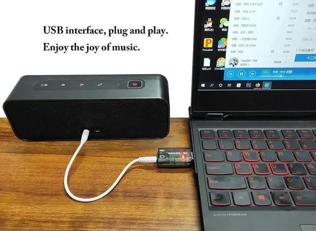 Alt view image 5 of 7 - External 5.1 USB Stereo Sound Card USB 2.0 to 3D Audio Sound Card Adapter Virtual 5.1 Channel for Windows and Mac, PC, Notebook with 3.5mm Headphone and Microphone - 2 Pack/Black