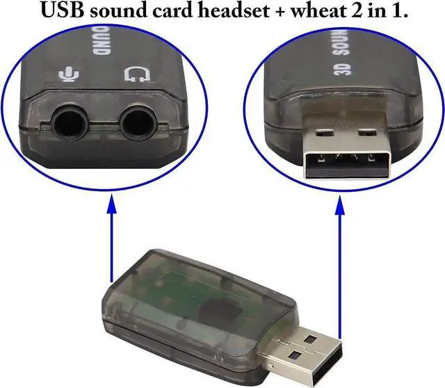 Alt view image 3 of 7 - External 5.1 USB Stereo Sound Card USB 2.0 to 3D Audio Sound Card Adapter Virtual 5.1 Channel for Windows and Mac, PC, Notebook with 3.5mm Headphone and Microphone - 2 Pack/Black