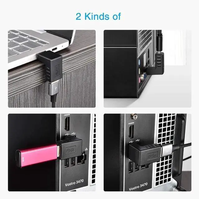 Alt view image 3 of 7 - 90 Degree USB 3.0 Adapter 6 Pack - Right Angle Male to Female Up/Down/Left/Right Connector - L Shaped Extension for PC, Laptop, Charger and More