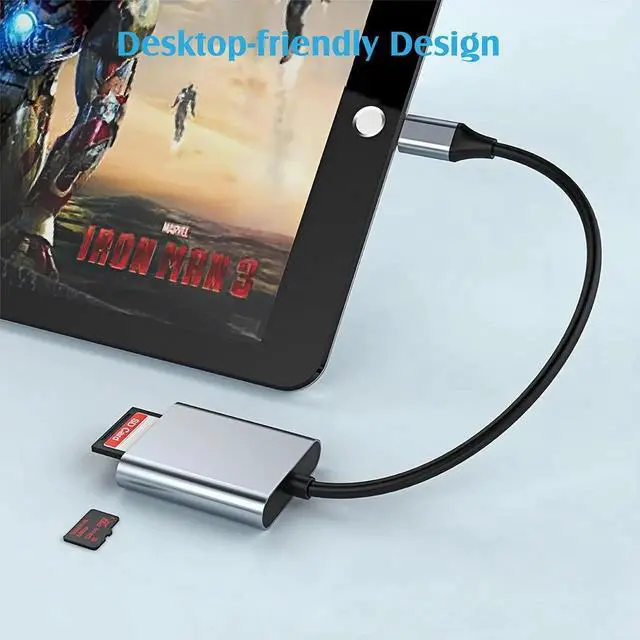 Alt view image 7 of 7 - USB C SD TF Card Reader, 2-in-1 Micro SD Memory Card Reader for TF SD/Micro SD/SDHC/SDXC/MMC/Card, USB 3.0 SD Card Reader Type C Compatible with iPhone 15, Samsung Galaxy, MacBook, iPad, Camera