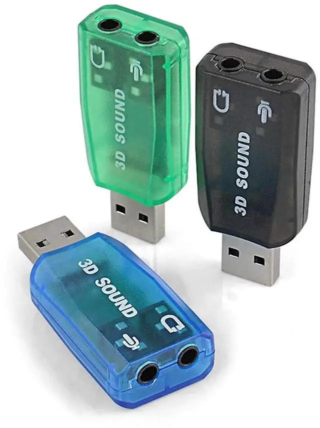 Alt view image 2 of 6 - USB 3D Sound Card, 5.1 USB External Stereo Sound Card with 3.5mm Headphone and Microphone Jack Converter for Windows, Mac, Linux, PC, Laptop, Desktop (Blue)