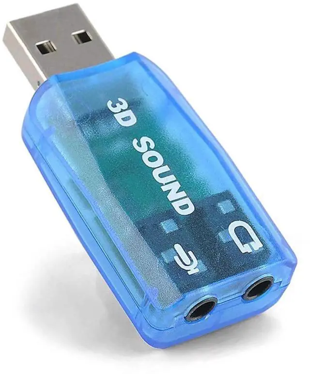 Main image of USB 3D Sound Card, 5.1 USB External Stereo Sound Card with 3.5mm Headphone and Microphone Jack Converter for Windows, Mac, Linux, PC, Laptop, Desktop (Blue)