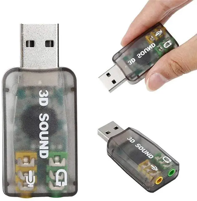 Alt view image 4 of 6 - USB 3D Sound Card, 5.1 USB External Stereo Sound Card with 3.5mm Headphone and Microphone Jack Converter for Windows, Mac, Linux, PC, Laptop, Desktop (Blue)