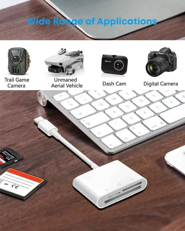 Alt view image 7 of 7 - USB C SD/TF/CF Memory Card Reader for iPad/Mac/iPhone 15 and Above, Type-C to CF SD TF 3 in 1 SLR Camera Card Reader with iPad MacBook Pro/Air/Mini Mac/Android Laptop/Tablet/Phone/Galaxy S21 S22 S23