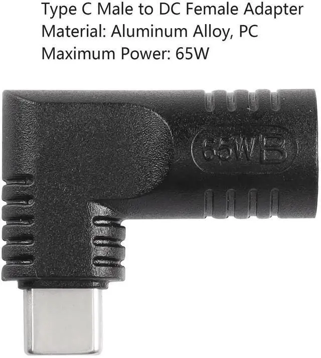 Alt view image 5 of 7 - 65W PD DC 7.4mm x 5.0mm Female (7.4mm x 0.6mm) Input to USB Type C Male Power Charging Adapter,Uilt-in with PD Automatic Identification Induction Chip,for Phones,Tablets, Laptops(black 7406 B)