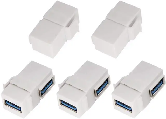 Main image of Right Angle USB 3.0 Keystone Coupler 90 Degree USB 3.0 A Female to Female Keystone Jack Insert Socket Coupler Adapter for Wall Plate Outlet Panel (White/5 Pack)