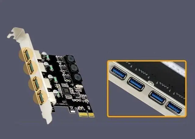 Alt view image 6 of 7 - 4 Port Usb 3.0 Pci Express Expansion Card Pcie Pci-E Usb 3.0 Host Controller 4 X