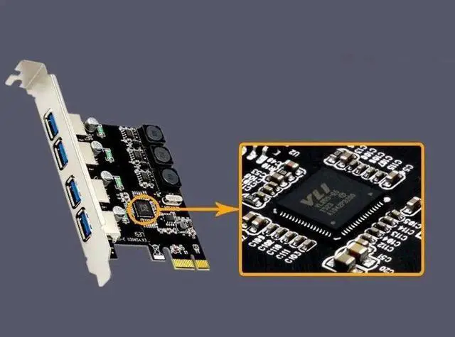 Alt view image 5 of 7 - 4 Port Usb 3.0 Pci Express Expansion Card Pcie Pci-E Usb 3.0 Host Controller 4 X