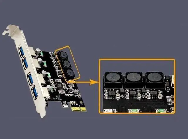 Alt view image 7 of 7 - 4 Port Usb 3.0 Pci Express Expansion Card Pcie Pci-E Usb 3.0 Host Controller 4 X