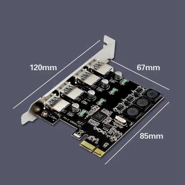 Alt view image 4 of 7 - 4 Port Usb 3.0 Pci Express Expansion Card Pcie Pci-E Usb 3.0 Host Controller 4 X