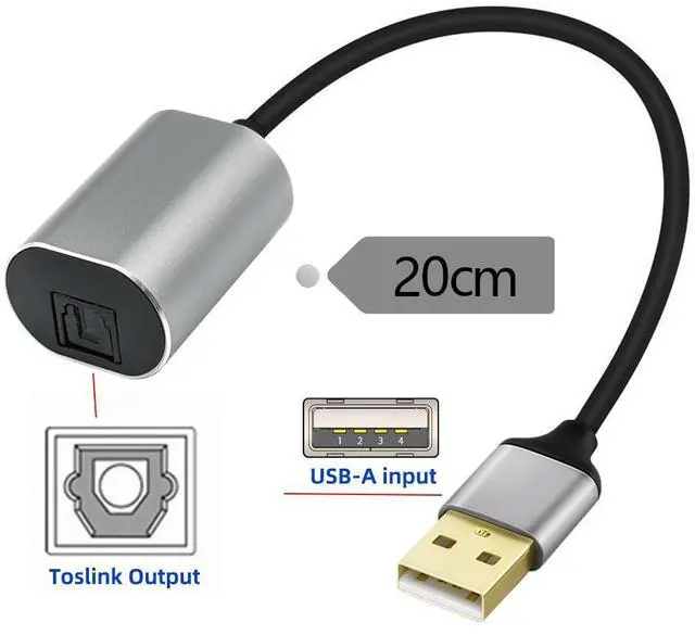 Alt view image 2 of 5 - Type-A to SPDIF Toslink Optical Audio Jack Opt USB2.0 Male to Digital Optical Fiber Optic Sound Interface Female Adapter Wire for Laptop Desktop