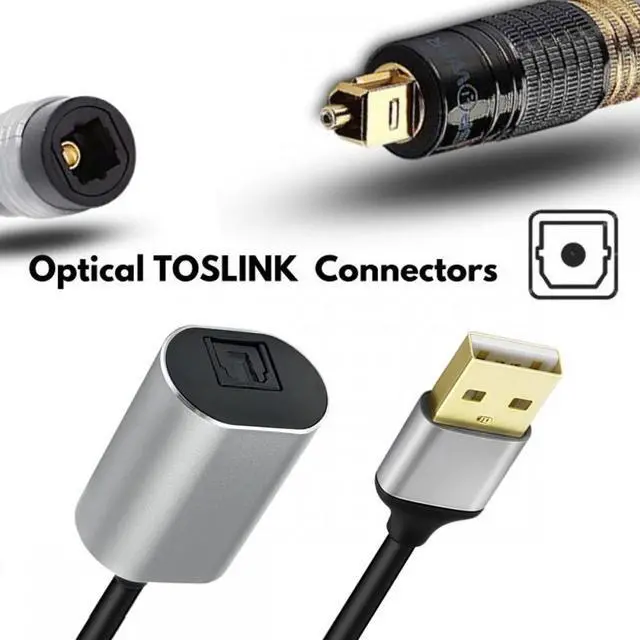Alt view image 4 of 5 - Type-A to SPDIF Toslink Optical Audio Jack Opt USB2.0 Male to Digital Optical Fiber Optic Sound Interface Female Adapter Wire for Laptop Desktop