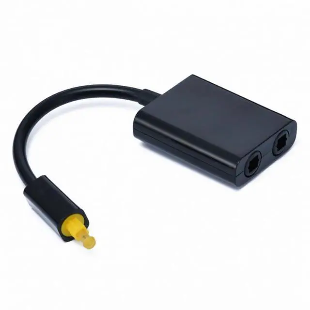 Alt view image 2 of 5 - Dual Port Toslink Digital Optical Audio Splitter Adapter Fiber Optic Audio Cable 1 In 2 Out Black