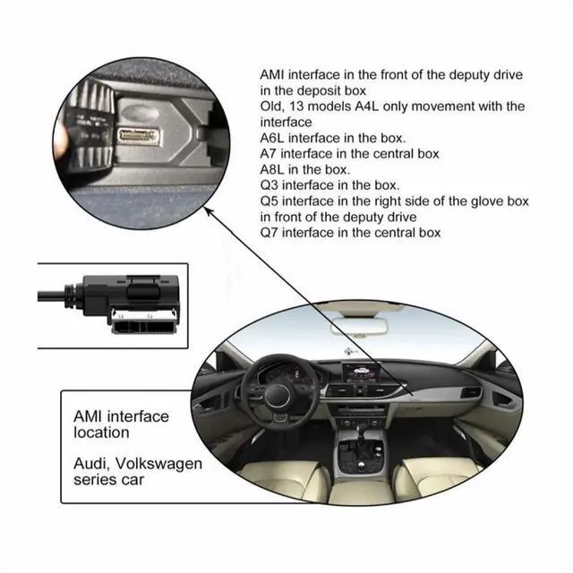 Alt view image 5 of 5 - Media In AMI MDI USB AUX Flash Drive Adapter Cable For Car VW AUDI 2014 A4 A6 Q5 Q7