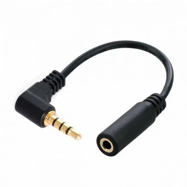Alt view image 5 of 5 - 90 Degree Right Angled 3.5mm 4 Poles Audio Stereo Male to Female Extension Cable 10cm Black