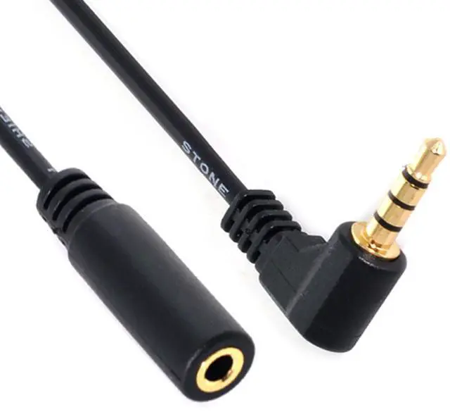 Alt view image 4 of 5 - 90 Degree Right Angled 3.5mm 4 Poles Audio Stereo Male to Female Extension Cable 10cm Black