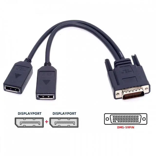 Alt view image 2 of 5 - LFH DMS-59Pin Male to Dual DP Displayport Female Splitter Extension Dongle Cable for Desktop Computer Graphics Card 03T8403 XP688AA
