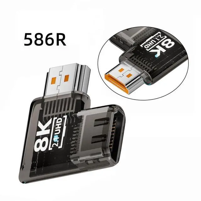 Main image of Left Angled 90 Degree Horizontal HDMI Male to HDMI 2.1 Female UHD Extension Adapter Extender Transparent with Smart LED 8K 60hz HDTV