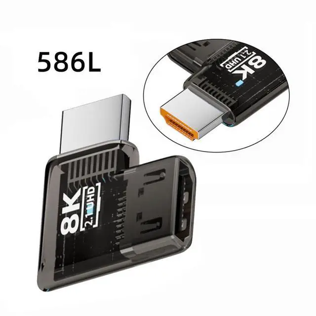 Main image of Right Angled 90 Degree Horizontal HDMI Male to HDMI 2.1 Female UHD Extension Adapter Extender Transparent with Smart LED 8K 60hz HDTV