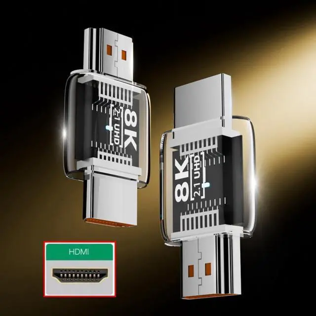 Alt view image 3 of 4 - HDMI Male to HDMI 2.1 Male UHD Extension Adapter Extender Transparent with Smart LED Light Support 8K 60hz HDTV