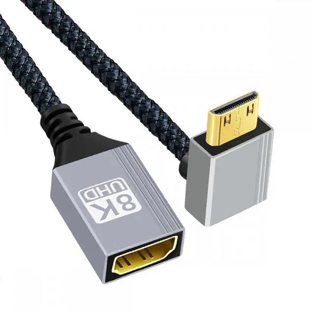 Main image of 8K Type-C Mini HDMI 2.1 Male 90 Degree Up Angled to HDMI Female Extension HDTV Cable for DV Camera Laptop Portable Monitor