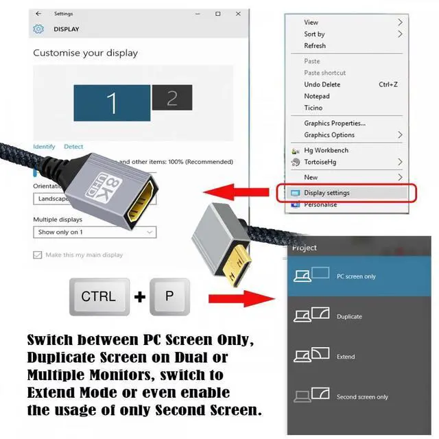 Alt view image 4 of 5 - 8K Type-C Mini HDMI 2.1 Male 90 Degree Up Angled to HDMI Female Extension HDTV Cable for DV Camera Laptop Portable Monitor