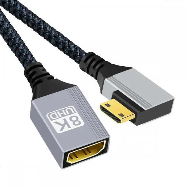 Main image of 8K Type-C Mini HDMI 2.1 Male 90 Degree Right Angled to HDMI Female Extension HDTV Cable for DV Camera Laptop Portable Monitor