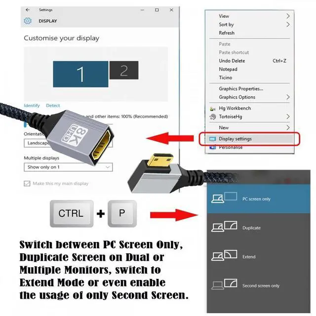 Alt view image 4 of 5 - 8K Type-C Mini HDMI 2.1 Male 90 Degree Right Angled to HDMI Female Extension HDTV Cable for DV Camera Laptop Portable Monitor